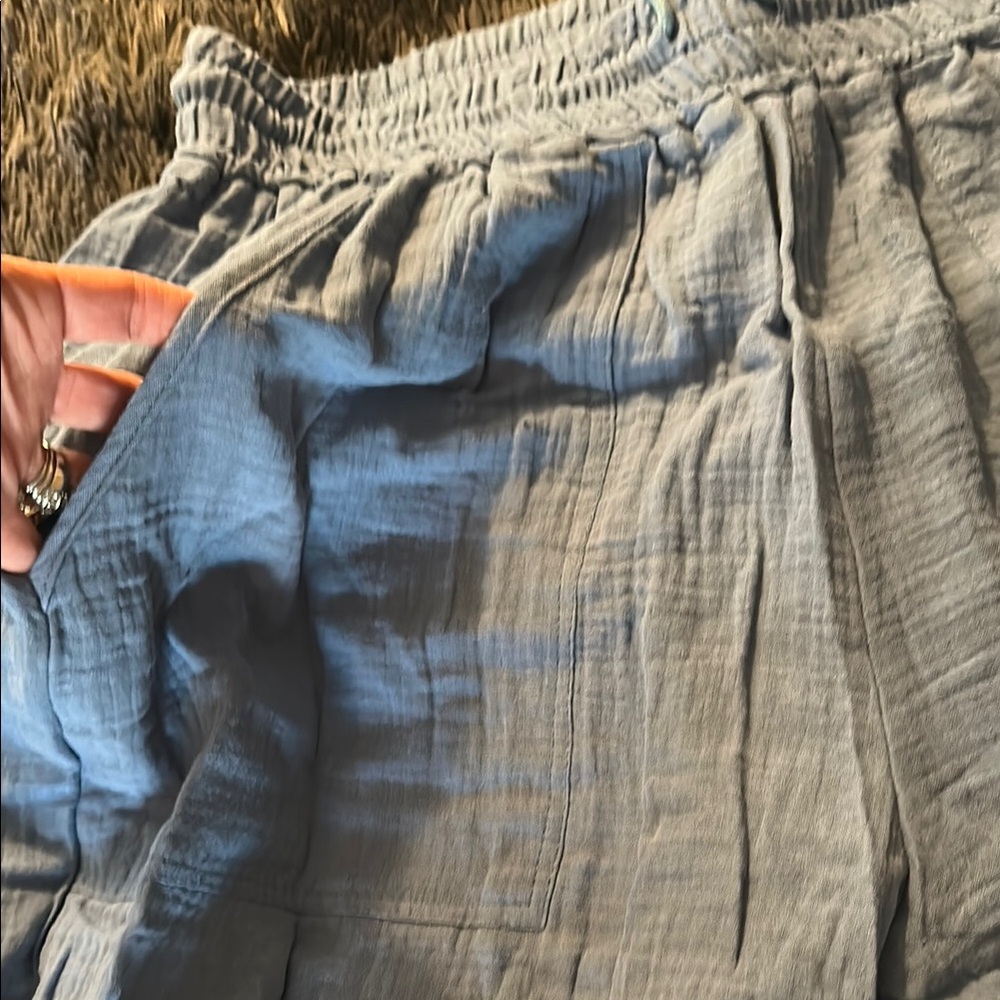Casual Light Blue Drawstring Pants - Picture 3 of 5
